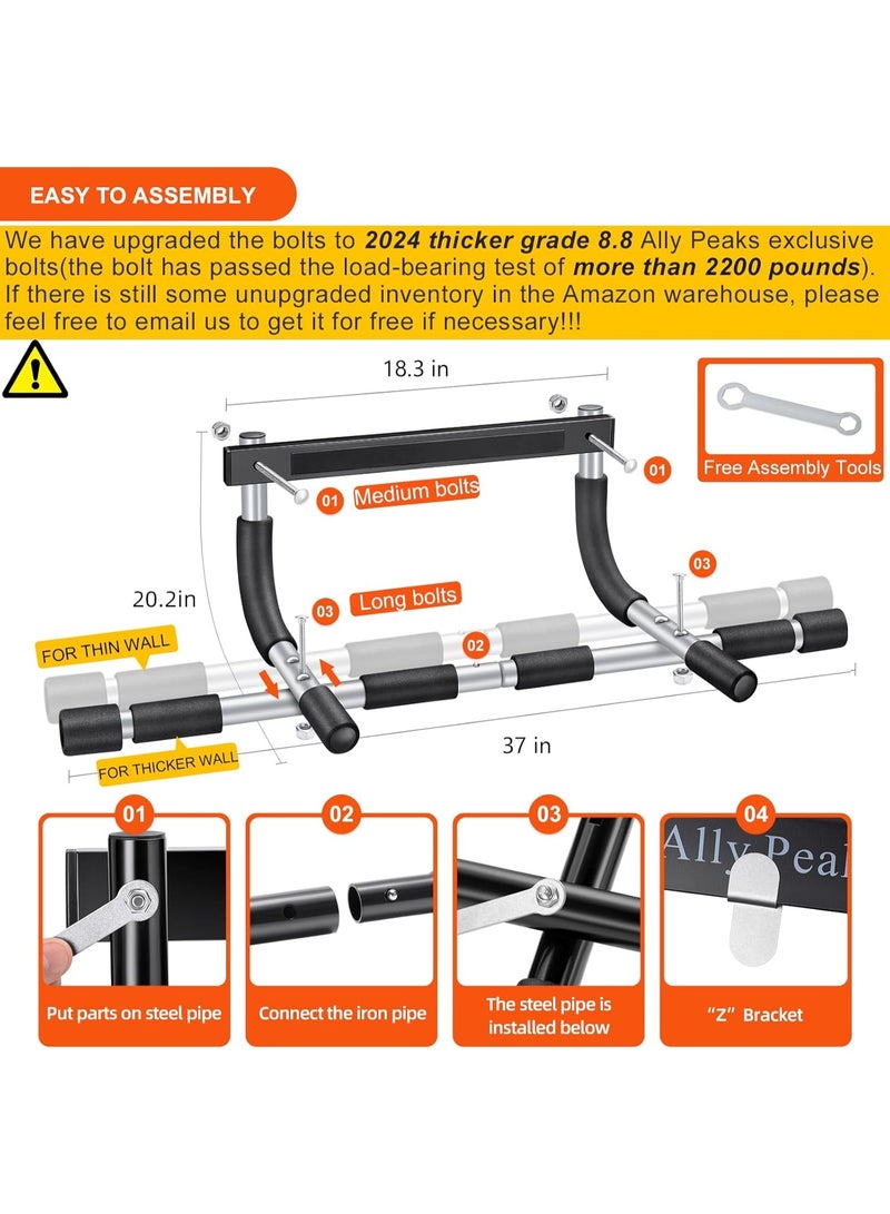 SFENG Pull Up Bar for Doorway | Thickened Steel Max Limit 440 lbs Upper Body Fitness Workout Bar| Multi-Grip Strength for Doorway | Indoor Chin-Up Bar Fitness Trainer for Home Gym Portable - Image 3